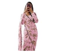 Sidhidata Women's Georgette Saree with Digital Print, Ready to Wear, One Minute with Unstitched Blouse Piece, X Pink, One size