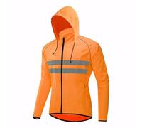 SIDHU Hooded Waterproof Cycling Jacket Mens Women Reflective Windproof Running Jacket Breathable Hi Vis Mountain Bike Jackets High Visibility MTB Jersey With Hood Cycling Clothing,Orange-L