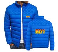 SIDHU Men's Jacket for KISS Lightweight Insulated Winter Packable Cotton Coat Full Zip Warm Short Padded Outerwear for Men,Blue-L