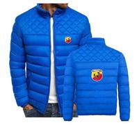 SIDHU Men's Jackets for ABARTH Lightweight Insulated Winter Packable Cotton Coat Full Zip Warm Short Padded Outerwear for Men,Blue-M
