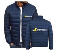 SIDHU Men's Winter Jackets for Bruce Lee Lightweight Insulated Packable Cotton Coat Full Zip Warm Short Padded Outerwear for Men,Navy-M