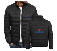 SIDHU Men's Winter Jackets for SUZ-uki Lightweight Packable Insulated Cotton Coat Full Zip Warm Short Padded Outerwear for Men,Black-M