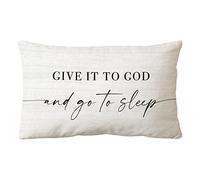 Sidhua Sleep Themed Pillowcase Decorations for Home, Farmhouse Give It to God and Go to Sleep Throw Pillow Cover 12”x20”, Religious Bible Verses Gifts, Bed Gifts