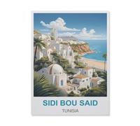 Sidi BOU Said Tunisia,Paint by Number DIY Oil Painting Paint by Numbers Kits for Adults Beginner Canvas Acrylic Arts Craft for Home Wall Decor Drawing(40x50cm) 15.7x19.6 inches-FG72