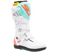 Sidi Crossfire 3 SRS Motocross Boots, White/Neon Mint/Neon Coral, size 45