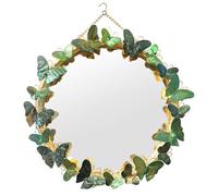 SIDID Round Wall Mirrors Decorative Hanging Mirror for Wall Bathroom Mirrors for Over Sink with Iron Framed Wall-mounted Mirrors Living Room for Bedroom, Entryway (Color : Green)