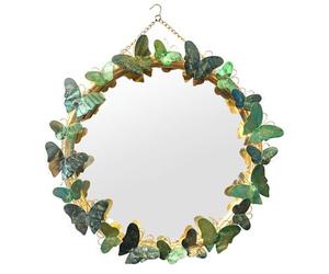SIDID Round Wall Mirrors Decorative Hanging Mirror for Wall Bathroom Mirrors for Over Sink with Iron Framed Wall-mounted Mirrors Living Room for Bedroom, Entryway (Color : Green)