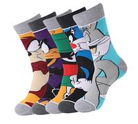 SIDIMELO 5 Pairs Funny Socks-Classic Cartoon Character Patterned Dress Socks for Adults And Teens,Size 9-12, Bug-5, 7.5-12 UK