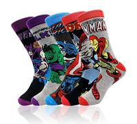 SIDIMELO Classic Cartoon Character Patterned Dress Socks,Crazy Funny Cotton Socks Novelty Gift for Adult Teen(5 pack), Colorful, 8-12