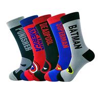 SIDIMELO Mens Funny Dress Socks,5-Pack Crazy Cartoon Character Patterned Crew Sock,Fun Novelty Gift for Adult Teen(5 pack), Colorfu, 8-12