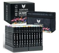 SIDKYAN 120 Colors Alcohol Markers Pens, Quick-Drying Dual Tip Alcohol Paint Markers with Brush Tip for Rock Painting, Glass, Paper, Canvas, Ceramic