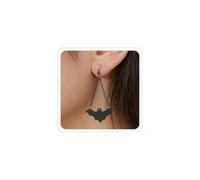 Sidlens Halloween Necklace Earring Set for Women Witch Accessories Black Bat Lace Choker Vintage Necklace Costume Goth Vampire Necklaces Earrings, Metal, No Gemstone