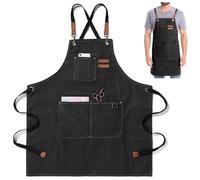 SidMing Apron Men's/Women's Work Apron, Canvas Apron, Multiple Tool Pockets, BBQ Apron, Cooking Apron, Welding Apron, Carpenter's Apron, black, Neu