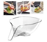 Sidmund Multi-functional Drain Basket - 2024 New Fruit Cleaning Bowl with Strainer Container, Kitchen Sink Food Catcher Drainer Rinser Vegetable Washing Filter over the Colander (1PC, Clear)