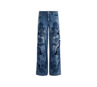 Sidney Laser-Cut Jean - female - Alice + Olivia - Wide Jeans - Blue - W28 - Jeans W28