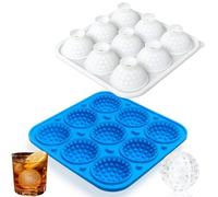 Sidosir 2" Large Golf Ice Cube Ball Silicone Molds with Lid, 9-Cavity 3D Golf Gifts Ball Ice Maker Mold for Whiskey and Cocktails