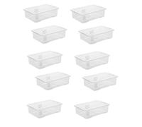 SIDSONS - 10x 32L Clear Plastic Underbed Storage Box with Lid - Space-Saving Nestable & Stackable Multi-Purpose Storage Boxes - Transparent Duvets & Clothes Organizer - Flat Storage Box with Clear Lid