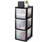 SIDSONS 3 Drawer Plastic Storage Organizer tower unit | Storage Drawers Desktop Table Small | Chest of Drawer Bedroom Small Cosmetics Stationary Organizer for Table Storage Solution 3 Tier