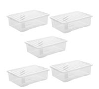 SIDSONS - 32 Litre Clear Under Bed Storage Box with Lid - Multi-Purpose Nestable & Stackable Storage Boxes - Space-Saving Transparent Clothes & Toys Organizer - Underbed Storage Solution - Set of 5