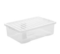 SIDSONS - 32 Litre Clear Under Bed Storage Box with Lid - Multi-Purpose Nestable & Stackable Storage Boxes - Space-Saving Transparent Clothes & Toys Organizer - Underbed Storage Solution