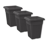 SIDSONS 40cm Tall Upright Planter - Large Plastic Pillar Flower Pot, Modern Garden, Patio & Front Door Decor, Big Flower Pots Indoor & Outdoor, Suitable For Plant, Flowers, Herbs (3, Black)