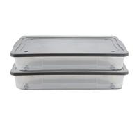 SIDSONS 47L Underbed Storage Box With Lid - Set of 2 Under Bed Space Saver With Wheels - Portable Clothes Organizer - Large Transparent Container - Nestable & Stackable Multipurpose Flat Clear Boxes