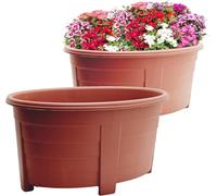 SIDSONS 55cm Large Plastic Oval Plant Pot - Garden Flower Planter Pots Garden Window Herb Box, (Pack Of 2) Indoor & Outdoor Flower Pots/Plant Pot, DIY Drainage Holes, 55cm diameter (2, Terracotta)