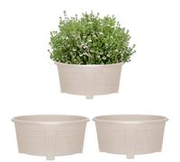 SIDSONS 55cm Large Plastic Oval Plant Pot - Garden Flower Planter Pots Garden Window Herb Box, (Pack Of 3) Indoor & Outdoor Flower Pots/Plant Pot, DIY Drainage Holes, 55cm diameter (3, Taupe)