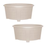 SIDSONS 55cm Large Plastic Oval Plant Pot - Garden Flower Planter Pots Garden Window Herb Box, (Pack Of 2) Indoor & Outdoor Flower Pots/Plant Pot, DIY Drainage Holes, 55cm diameter (2, Taupe)