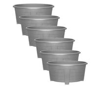 SIDSONS 55cm Large Plastic Oval Plant Pot - Garden Flower Planter Pots Garden Window Herb Box, (Pack Of 6) Indoor & Outdoor Flower Pots/Plant Pot, DIY Drainage Holes, 55cm diameter (6, Dark Grey)