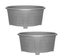 SIDSONS 55cm Large Plastic Oval Plant Pot - Garden Flower Planter Pots Garden Window Herb Box, (Pack Of 2) Indoor & Outdoor Flower Pots/Plant Pot, DIY Drainage Holes, 55cm diameter (2, Dark Grey)