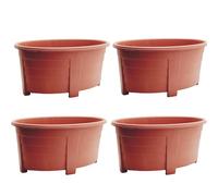 SIDSONS 55cm Large Plastic Oval Plant Pot - Garden Flower Planter Pots Garden Window Herb Box, (Pack Of 4) Indoor & Outdoor Flower Pots/Plant Pot, DIY Drainage Holes, 55cm diameter (4, Terracotta)
