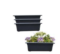 SIDSONS Garden Trough Long Window Planter - Sleek Black Plastic Raised Plant Box for Herbs, Small Bushes, Vegetables - Windowsill Patio Flower Bed 70cm (4)