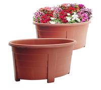 SIDSONS Large Plastic Oval Plant Pot Flower Pot Planter Garden Decoration Garden Planter (Pack Of 2) Indoor & Outdoor Flower Pots/Plant Pot DIY Drainage Holes. Terracotta - 55cm