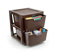 SIDSONS - Large Plastic Rattan Style Storage Drawer - Durable & Stylish Cabinet with Smooth Pull Drawers - Multipurpose Organizer for Clothes Toys, Kitchen, Home & Office Use (Chocolate Brown, 2 Tier)