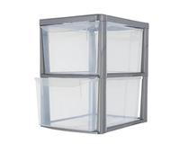 SIDSONS - Large Plastic Rattan Style Storage Drawer - Durable & Stylish Cabinet with Smooth Pull Drawers - Multipurpose Organizer for Clothes Toys, Kitchen, Home & Office Use (Silver/Clear, 2 Tier)