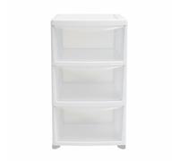 Sidsons - Large Plastic Storage Drawer Unit - Stackable Transparent Units - Clear Drawers for Home, Office Makeup Organiser - Compact Organiser Chest - Multi-Room Storage Solution (White, 3 Tier)