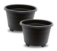 SIDSONS Large Sl lack Planter 39cm - Plastic Plant Pots, Indoor Flower Pot, Outdoor Garden Patio Planters, Marked Drainage Hole, Round Planter With Feet, Herb Plant Container (2, 39cm Sl lack)