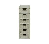 SIDSONS Plastic Storage Drawer Unit 6 Drawer Tiny Tower Rattan Effect Tower Unit Cream Drawers Any Room, Bathroom, Bedroom, Home Office/Study, Kitchen, Living Room Storage Organizer Rack 6 Tier
