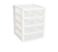 SIDSONS Plastic Storage Drawers Organizer tower unit | A4 Storage Drawers for Desktop Table Small | Chest of Drawer Bedroom Small Cosmetics Stationary Organizer (A4 4 Drawers White)