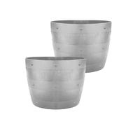 SIDSONS - Traditional Barrel Style Round Garden Planter Tub - Plastic Flower Pots with Decorative Bands - Indoor & Outdoor Use- No Drainage Holes, Weather-Resistant Patio Plant Pot Pack of 2
