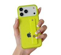 siduater Case for 6.9" iPhone 17 Pro Max with Finger Wrist Strap Kickstand, Soft Clear TPU Shockproof Protective Cover, Adjustable Hand Grip Loop for iPhone 17 Pro Max 6.9 Inch 2025, Neon Green