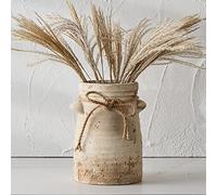 SIDUCAL Ceramic Decorative Flower Vase, 8 Inch Rustic Distressed Pottery Decorative Flower Vase for Home Decor, Ideal Shelf Decor, Bookshelf, Mantle, Entryway, Living Room, Table Decor