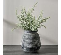SIDUCAL Ceramic Rustic Farmhouse Flower Vase, Pottery Decorative Flower Vase for Home Decor, Table, Living Room Decoration, Shelf Decor, Mantel, 7.3 Inch, Black