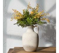 SIDUCAL Rustic Ceramic Farmhouse Flower Vase with 1 Handle-Height 8.43" Terracotta Vase, Unique Textured Pottery Flower Vases for Home Decor, Table, Wedding, Living Room, Shelf Decor, Speckled White