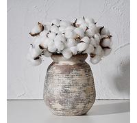 SIDUCAL Rustic Distressed Terra Cotta Decorative Flower Pot, 7.3 Inch, Whitewashed Terra Cotta Vase for Home Decor, Living Room, Table & Mantel