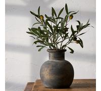 SIDUCAL Rustic Farmhouse Pottery Vase | 6 Inch Terracotta Decorative Boho Vase for Table, Living Room, Bathroom Decor