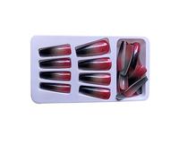 siduytin 1 Set French Tip Press on Nails Gradient Color Adhesive Tabs Ballerina Style Art Decals Salon DIY for Women Girls , red black , glue
