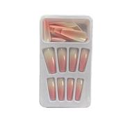 siduytin 1 Set French Tip Press on Nails Gradient Shimmer Extra Long Fashion Full Cover Ballerina Salon Manicure Kit for Girls , Type 13,24Pcs jelly , 2g glue