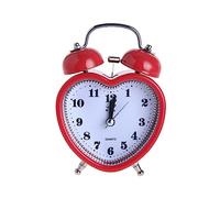 siduytin 3 inch Heart Shape Bell Alarm Clock Nightlight Wake Up Table Digital Clocks Desktop Retro Girls Travel Gift Supply, Red